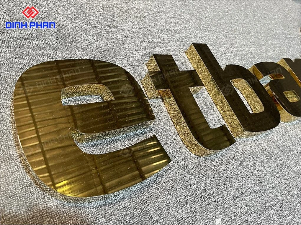 Gia công chữ inox vàng gương BMT giá rẻ, theo yêu cầu Chữ inox vàng gương bmt