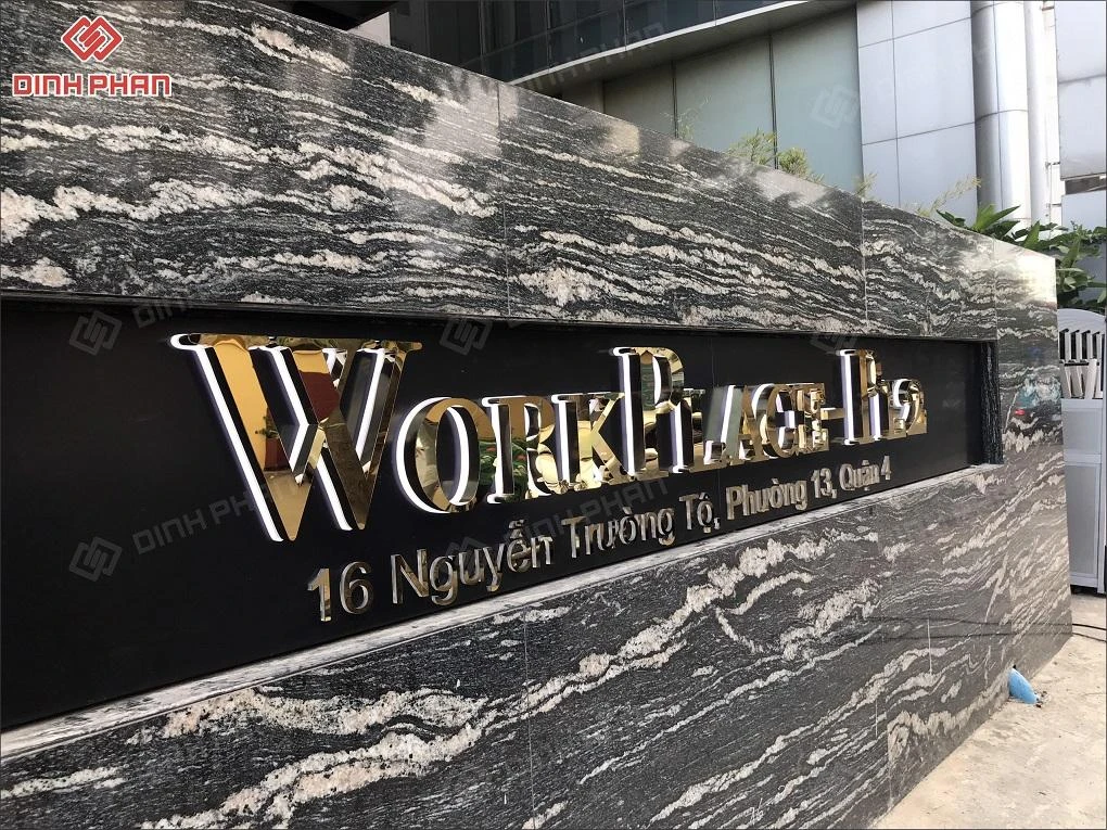 Gia công chữ inox vàng gương BMT giá rẻ, theo yêu cầu Chữ inox vàng gương hắt sáng chân giá rẻ bmt