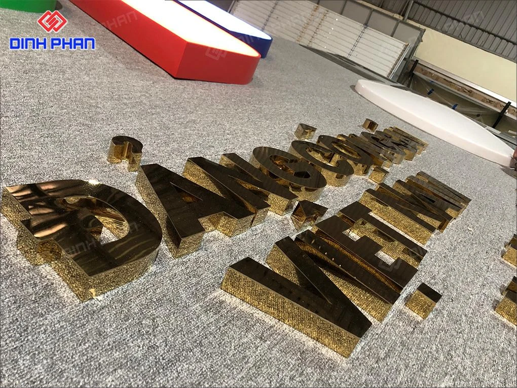 Gia công chữ inox vàng gương BMT giá rẻ, theo yêu cầu Chữ inox vàng gương bmt