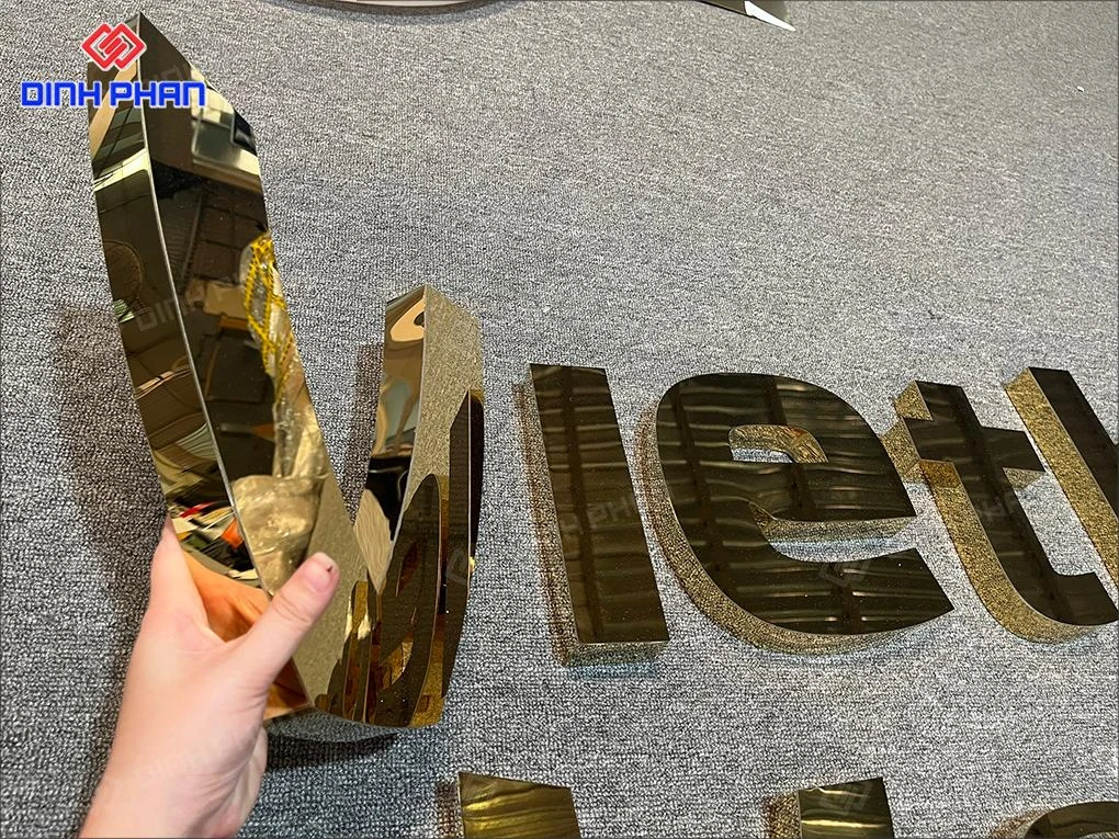 Gia công chữ inox vàng gương BMT giá rẻ, theo yêu cầu Gia công chữ nổi inox vàng gương bmt