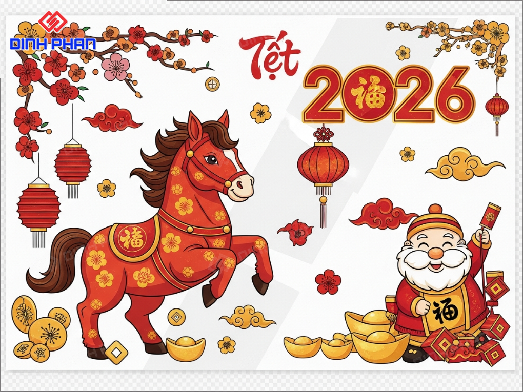 Decal tết dán kính daklak