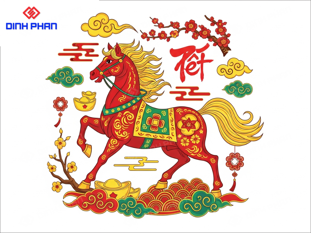 Decal tết dán tường bmt