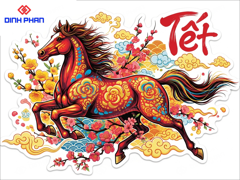 Decal tết dán tường bmt