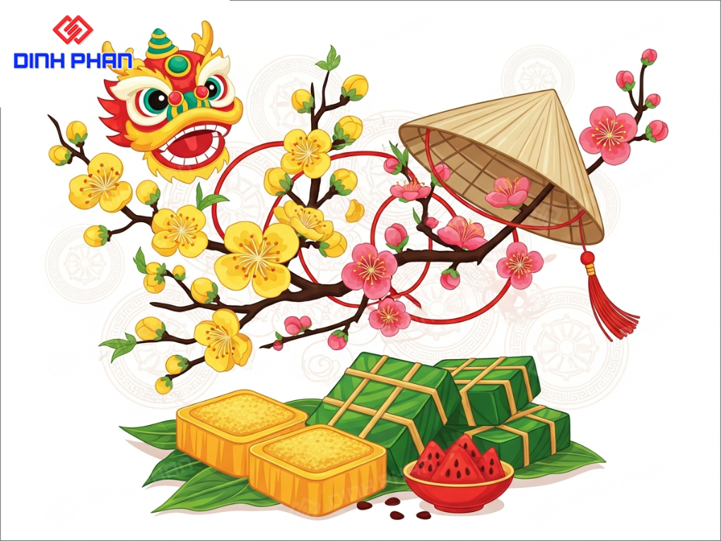 Decal tết dán tường bmt