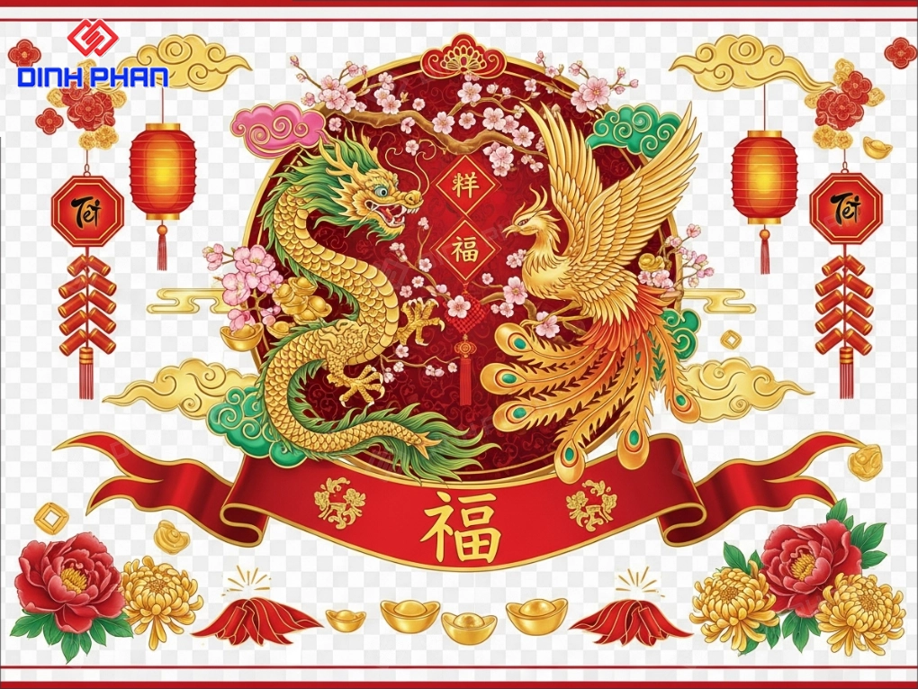 Decal tết dán tường bmt