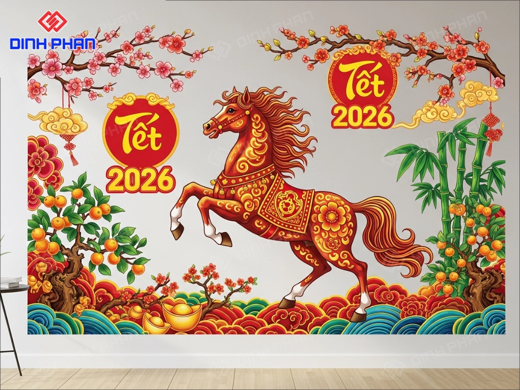 Decal tết dán tường bmt