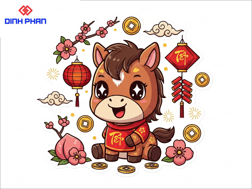 Decal tết dán tường bmt