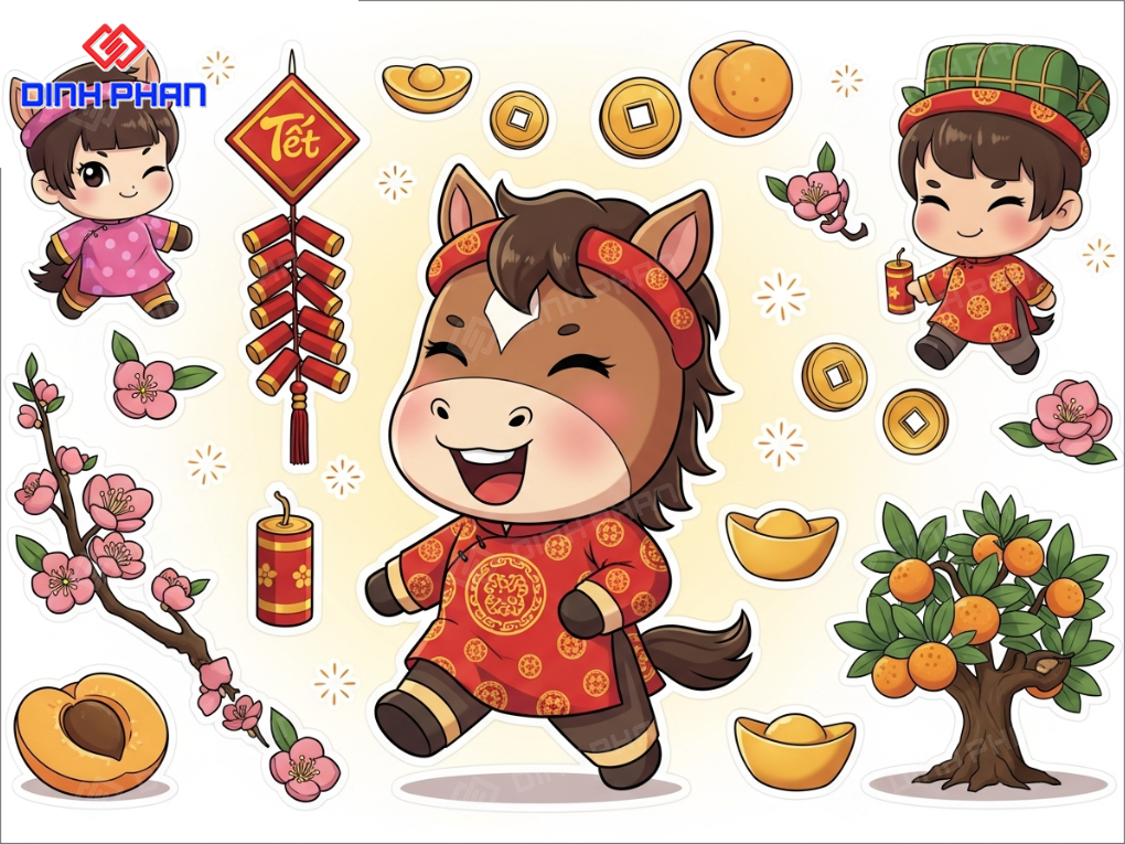 Decal tết dán tường bmt