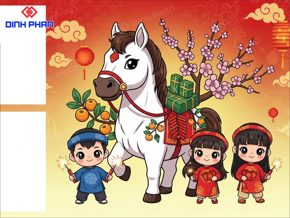 Decal tết dán tường bmt