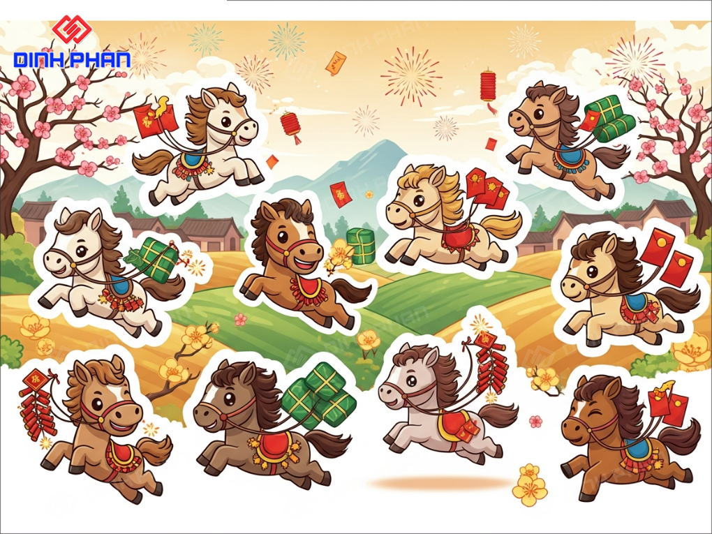 Decal tết dán tường bmt