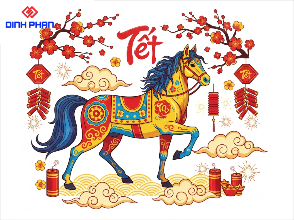 Decal tết dán tường bmt