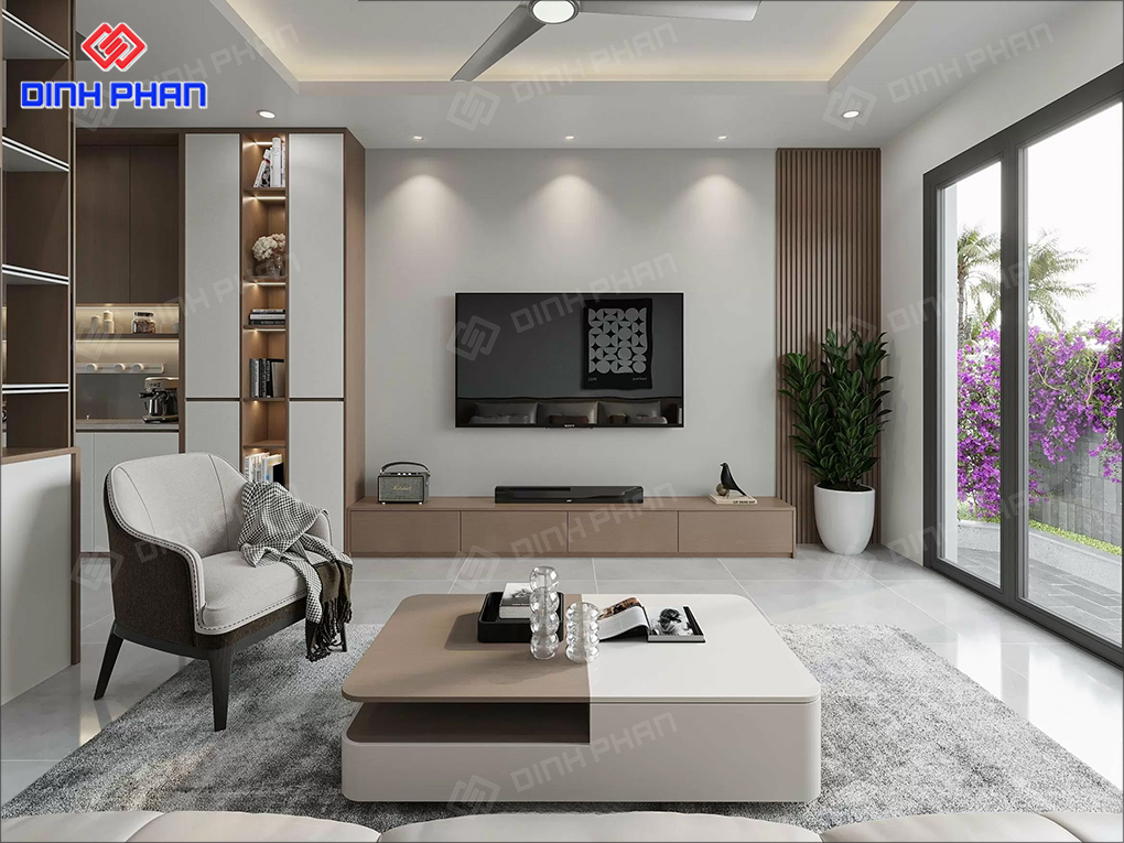 Làm nội thất Buôn Ma Thuột thiết kế và thi công trọn gói Nột thất phòng khách hiện đại