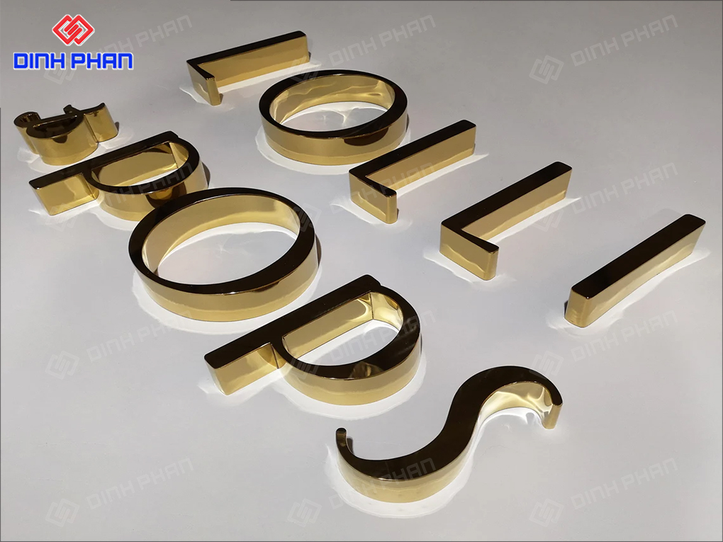 Gia công chữ inox Gia Lai chuyên nghiệp, bền đẹp Chữ inox vàng gương gắn led