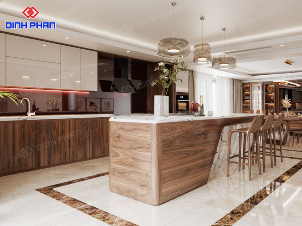 Mẫu làm bàn đảo bếp đẹp sang trọng và tiện nghi